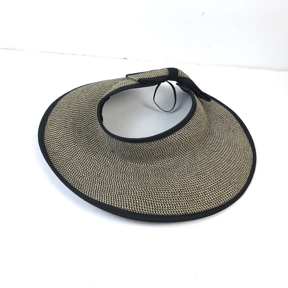 Sunday Afternoons Hat Woven Womens 50+ UPF Sun Visor Black Cream One Size